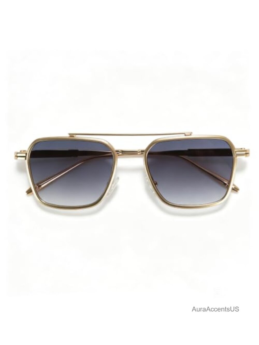 Retro Square Aviator Sunglasses Oversized Gold Metal Frame - Picture 4 of 6